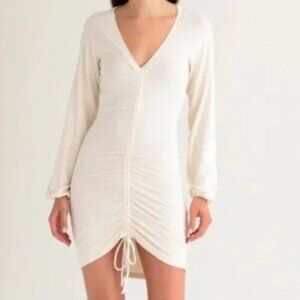 Steve Madden Cinch You've Been Gone Long Sleeve Body Con Minidress Oatmeal XL